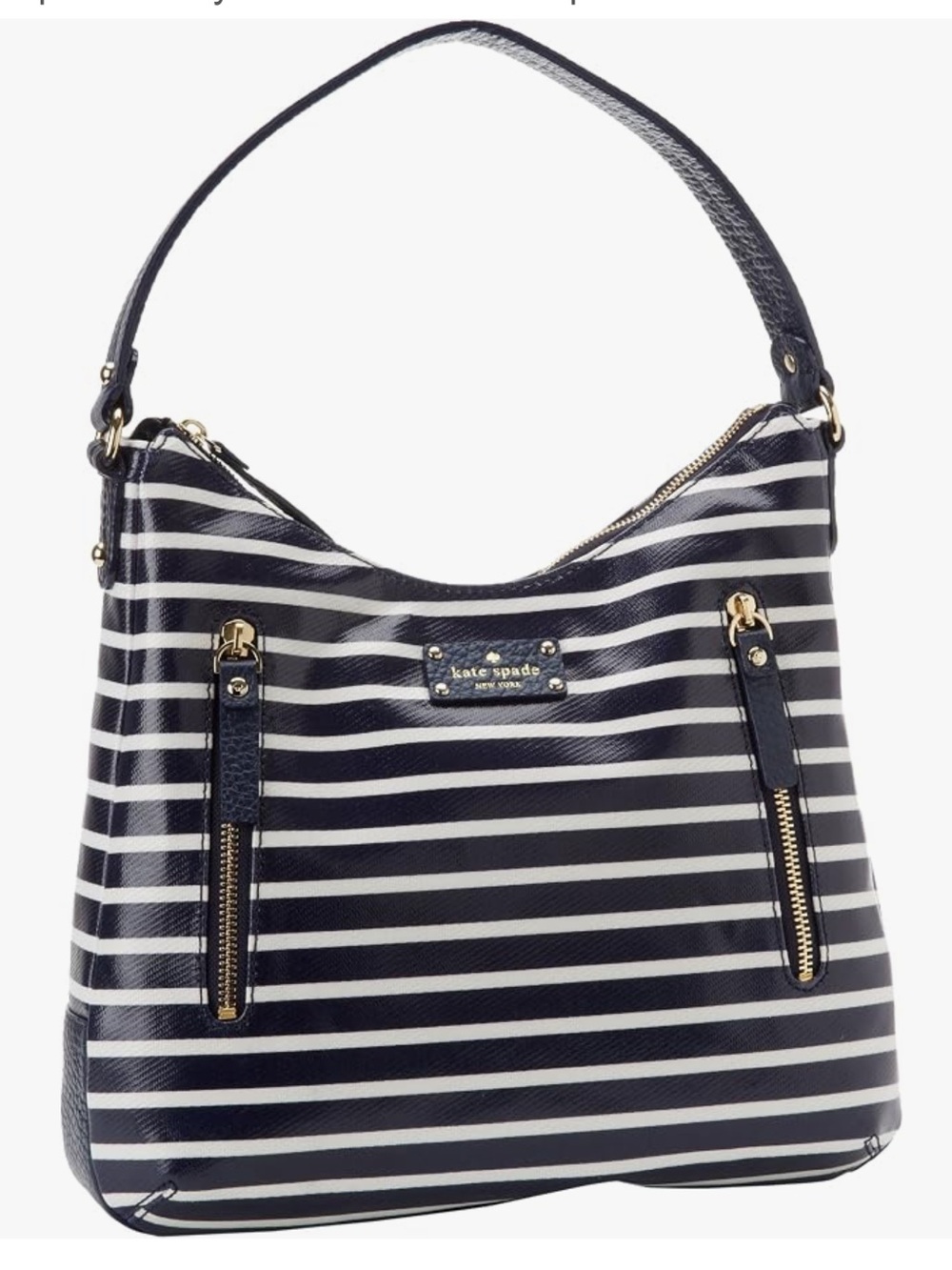 kate spade new york Grove Court Stripe-Mina Hobo Navy Blue and White - Picture 1 of 10